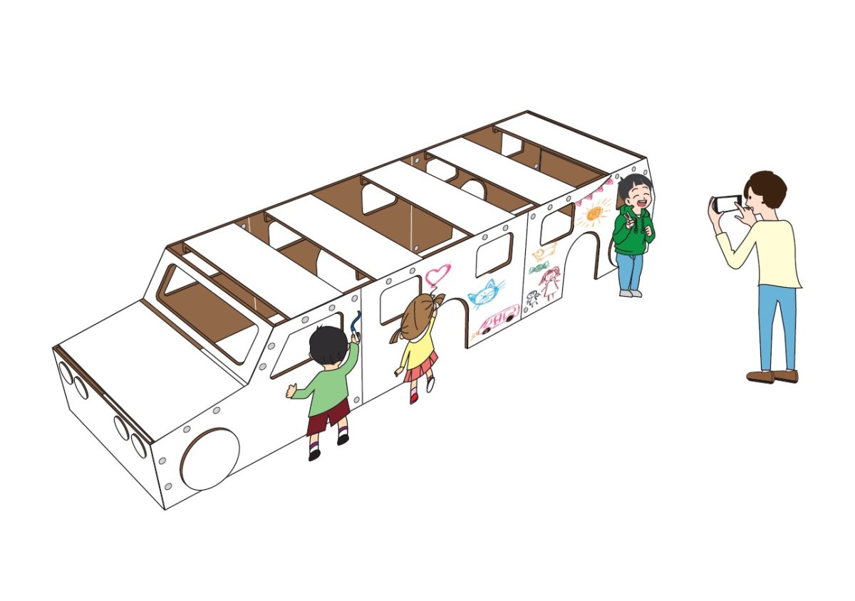 画像1: 　リムジン型　特大ぬりえダンボールカー　【送料込】 (1)